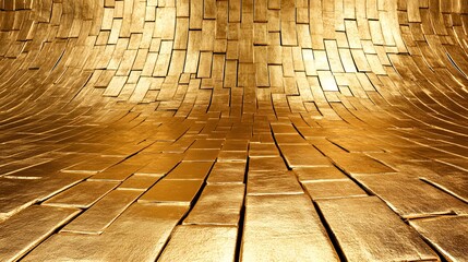 Poster - Shimmering Golden Wall and Floor with 3D Texture and Depth Effects