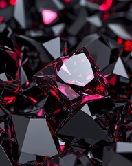 Poster - A minimalist abstract artwork capturing metallic polygonal geometry in striking shades of glossy
