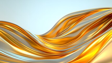 Poster - Shimmering Gold and Silver Waves Flowing Smoothly Across Background
