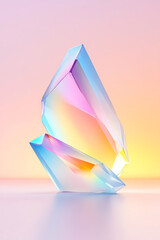 Aufkleber - A minimalist futuristic digital rendering of vibrant pastel-colored polygonal geometry with glossy,