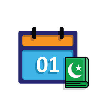 Islamic icon. Islamic calendar vector. for the time and date in the holy month. events, iftar together, recitation time, sahur. simple 3d design style