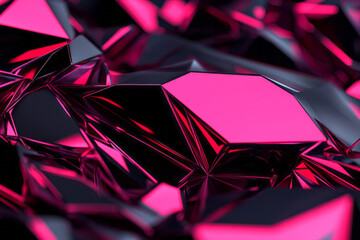 Aufkleber - A contemporary abstract digital design featuring metallic faceted polygons in vibrant pink and