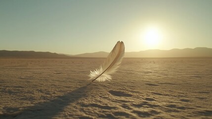 Poster - A single feather floating in a vast, empty space