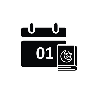 Islamic icon. Islamic calendar vector. for the time and date in the holy month. events, iftar together, recitation time, sahur. Solid design style