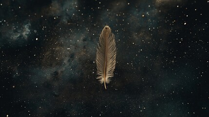Poster - A single feather floating in a vast, empty space