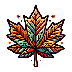 Wall Mural - Colorful maple leaf with autumn gradient colors on white background. Vector illustration ideal for fall season promotions, Canadian themed designs, or nature conservation campaigns.