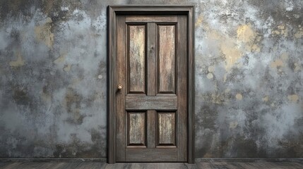 Poster - A detailed photograph showing a weathered wooden door and wall