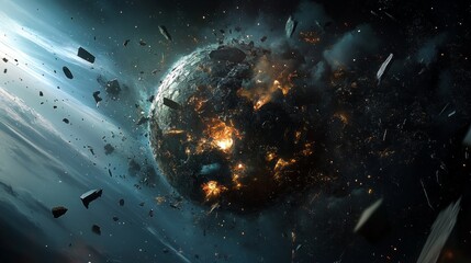 Poster - shattered earth global chaos and symbolizes conflict, planet. full hd, 32k resolution