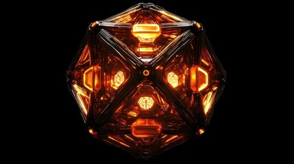 Poster - Glowing Geometric Shape Surrounded by a Black Empty Background