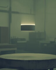 Poster - Modern Minimalist Light Fixture in Industrial Workshop Environment