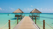 © StockWorld - Tropical Paradise: Wooden Pier, Turquoise Water, Thatched Huts & Azure Sky - A Relaxing Island Getaway!