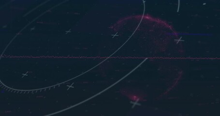 Poster - Digital animation of globe with lines and dots on dark background