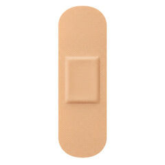 beige fabric adhesive bandage on transparent background