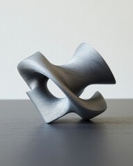 Poster - Abstract Gray Sculpture with Unique Curves and Modern Design