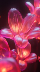 Poster - Radiant Abstract Floral Design with Pink and Purple Light Effects