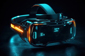 Poster - Futuristic Virtual Reality Headset in Neon Glow Effects