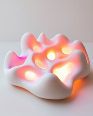 Poster - Modern Abstract Light Fixture with Soft Curves and Colorful Glow