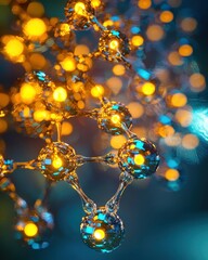 Poster - Abstract close-up of colorful molecular structure with glowing effects