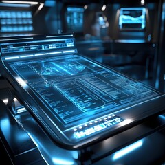 Poster - Futuristic Medical Interface with Holographic Display in Laboratory