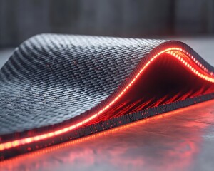 Poster - Futuristic Wavy Surface with Glowing Red Edge and Unique Texture