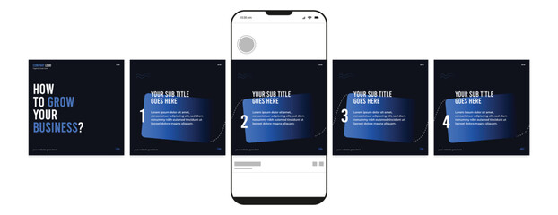 Wall Mural - business carousel post template for advertising, set of carousel post for instagram and linkedin, ed