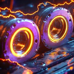 Poster - Glowing Electric Circuits with Bright Sparks and Energy Effects