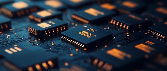 Poster - Close-up of microchips on a circuit board