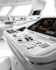Poster - Modern Control Panel with High-Tech Interface in Bright Environment