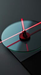 Poster - Abstract composition of light rays and circular glass on dark surface