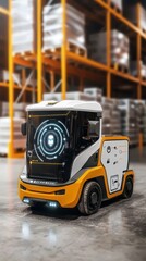 Poster - Small Electric Truck in Modern Warehouse with Smart Technology