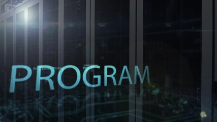 Poster - animation of word program with glowing lines and abstract digital patterns