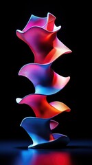 Poster - Colorful Abstract Sculpture with Fluid Shapes and Dramatic Lighting