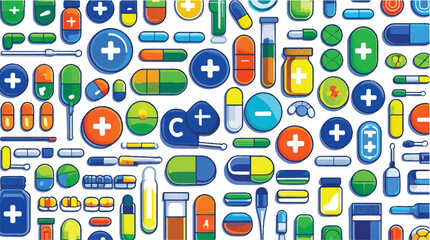 Poster - Diverse medical icons for digital use.