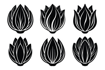Wall Mural - Lotus flowers sets icon vector on White Background ,Vector Art Illustration on white background.
