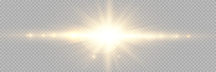 Wall Mural - bright golden light burst with lens flare and glow effect