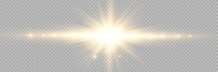Wall Mural - bright golden light burst with lens flare and glow effect