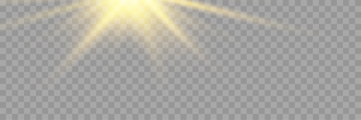 Wall Mural - golden light burst with glowing particles – transparent background
