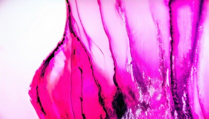 Leinwandbilder - vibrant magenta liquid paint dripping on white background with abstract texture, glossy highlights, and metallic accents