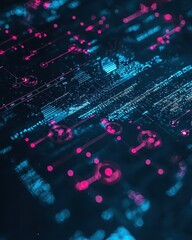 Poster - Abstract Digital Background with Bright Neon Colors and Patterns