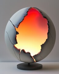 Poster - Unique Decorative Lamp with Cracked Design and Warm Glow Effect