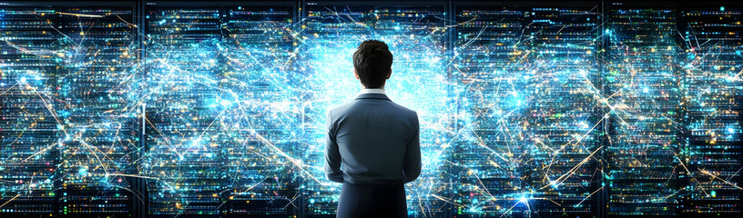 Poster - Woman viewing data network, future tech
