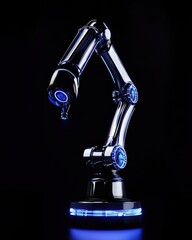 Poster - Futuristic Industrial Robot Arm with LED Lighting and Metallic Finish