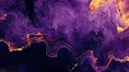 Poster - Rich deep purple and copper abstract fractal pattern resembling a cosmic landscape, Deep Purple and Copper Abstract Fractal Universe Space ing Background