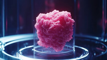 Poster - Abstract Pink Shape in Transparent Container on Futuristic Background
