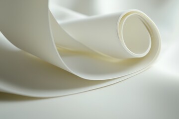 Poster - Smooth White Paper Roll, Curled Edge with Elegant Texture and Shade