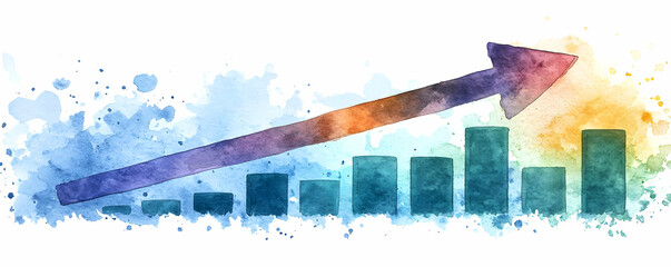 Poster - Growth chart arrow watercolor background