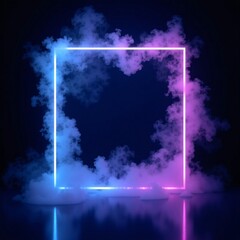 Wall Mural - neon glowing pink square with vibrant fog abstract background fashion design,