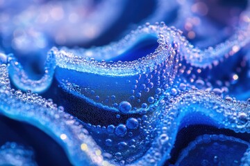 Poster - this close up photo showcases a vibrant blue structure with bubbles emphasizing its intricate detail
