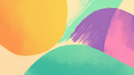 Poster - Brushstrokes in vibrant hues of orange, green, purple, and pink create a dynamic and abstract composition, blending seamlessly to form an artistic background