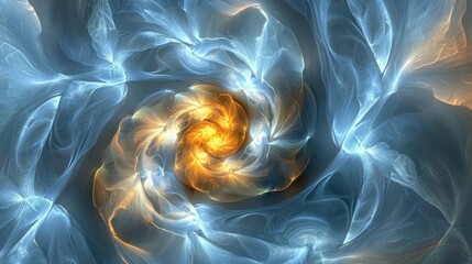 Poster - Abstract Spiral in Blue and Orange with Ethereal Swirling Patterns